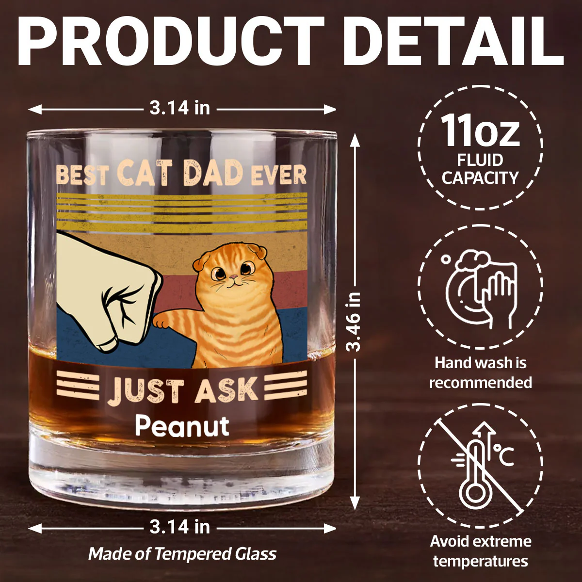 Father’s Day 2025 Gift for Cat Dads - Custom Cat Fist Bump Personalized Wine Glass - Image 10