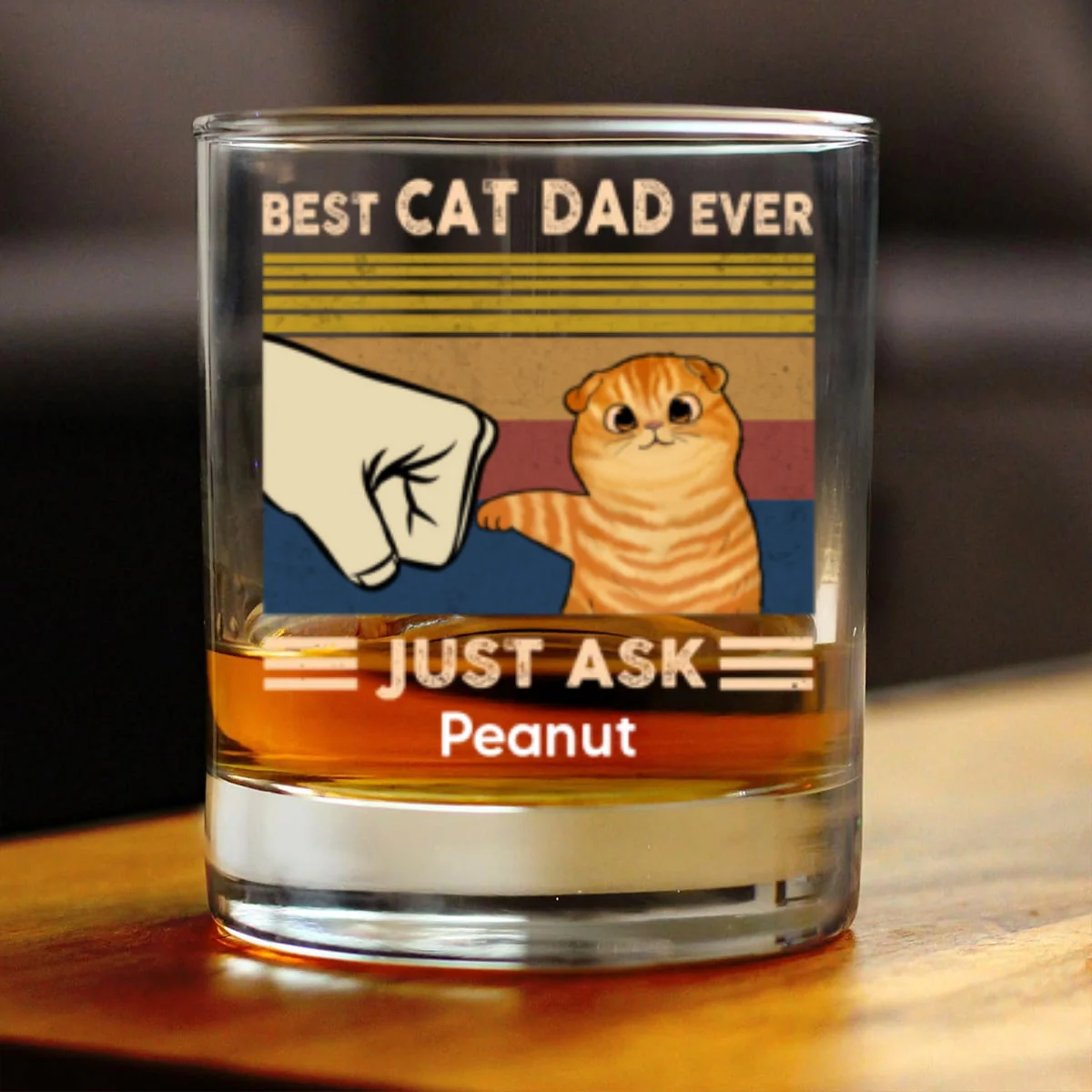 Father’s Day 2025 Gift for Cat Dads - Custom Cat Fist Bump Personalized Wine Glass - Image 11