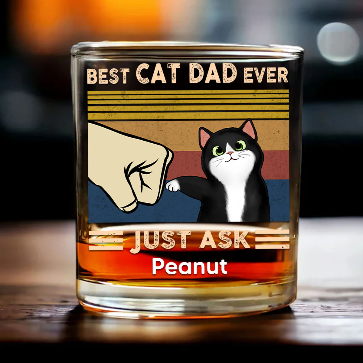 Father’s Day 2025 Gift for Cat Dads - Custom Cat Fist Bump Personalized Wine Glass - Image 2