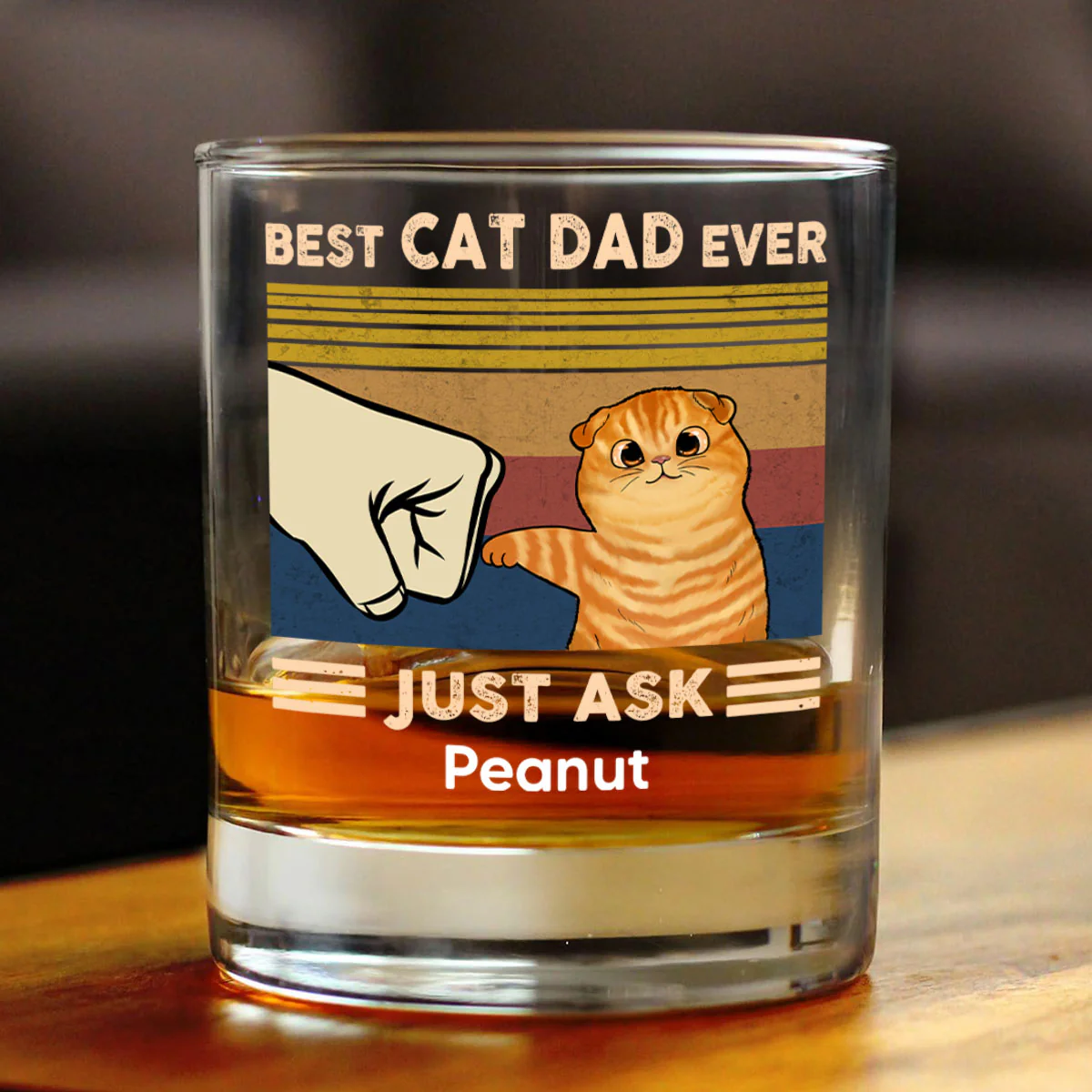 Father’s Day 2025 Gift for Cat Dads - Custom Cat Fist Bump Personalized Wine Glass - Image 3