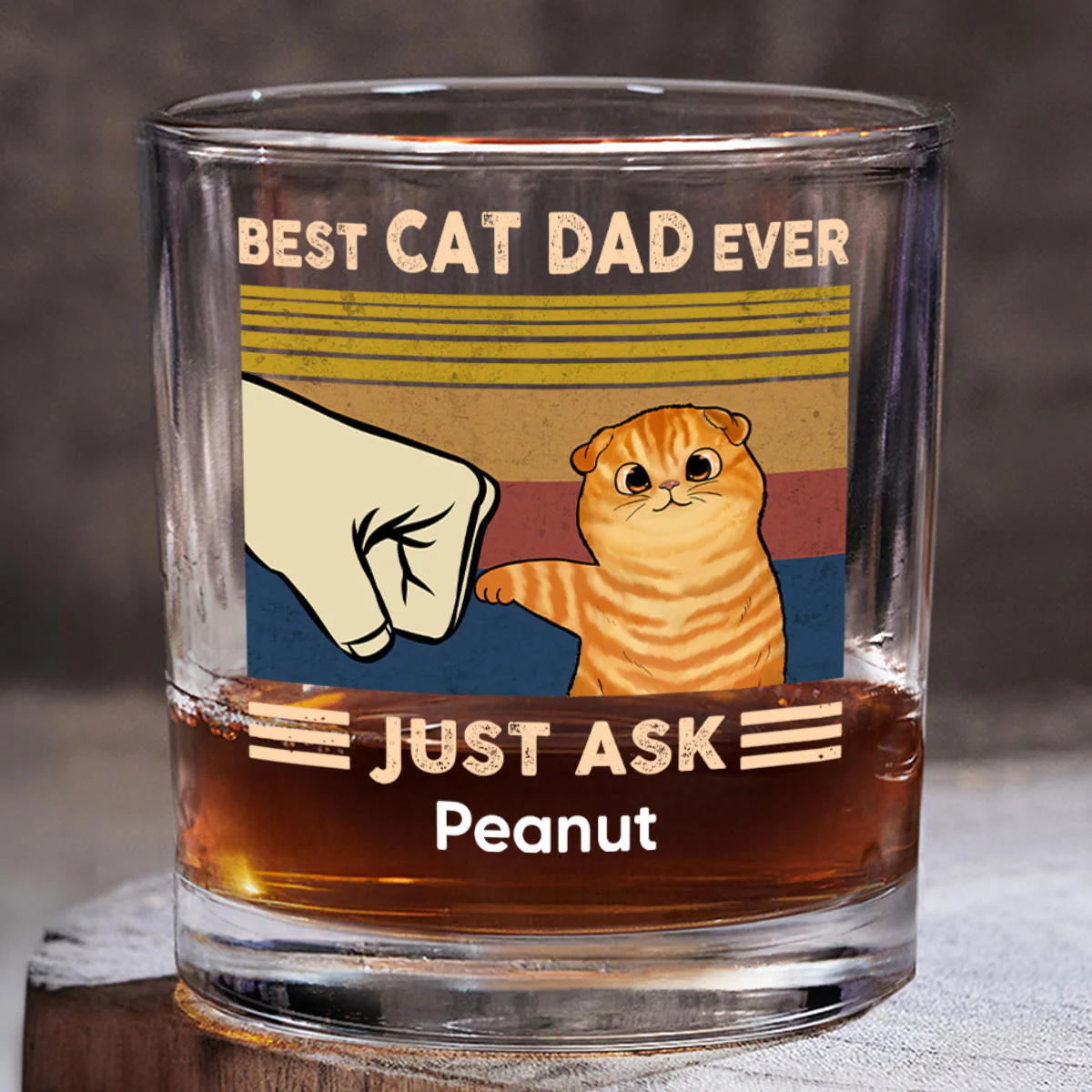 Father’s Day 2025 Gift for Cat Dads - Custom Cat Fist Bump Personalized Wine Glass - Image 4