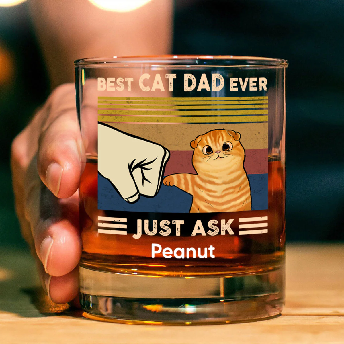 Father’s Day 2025 Gift for Cat Dads - Custom Cat Fist Bump Personalized Wine Glass - Image 5