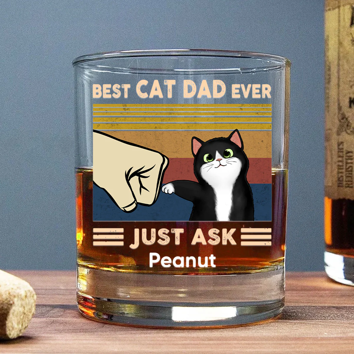 Father’s Day 2025 Gift for Cat Dads - Custom Cat Fist Bump Personalized Wine Glass - Image 6