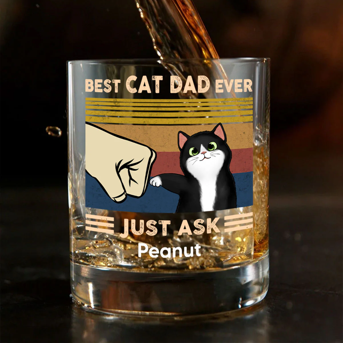 Father’s Day 2025 Gift for Cat Dads - Custom Cat Fist Bump Personalized Wine Glass - Image 9