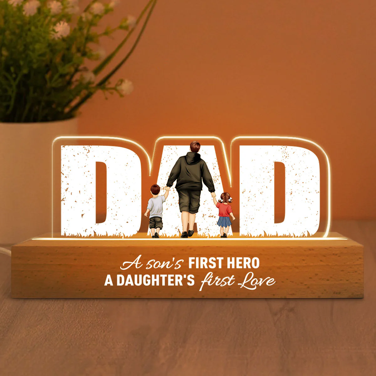 Father's Day Glow - Custom LED Night Light for Dad, A Son's Hero, A Daughter's Love - Image 5