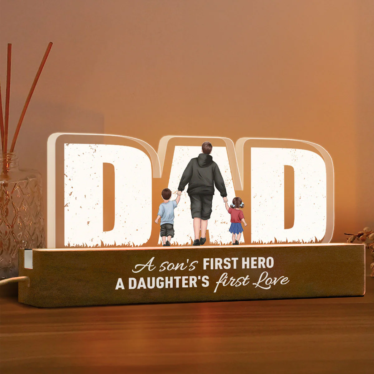 Father's Day Glow - Custom LED Night Light for Dad, A Son's Hero, A Daughter's Love - Image 6