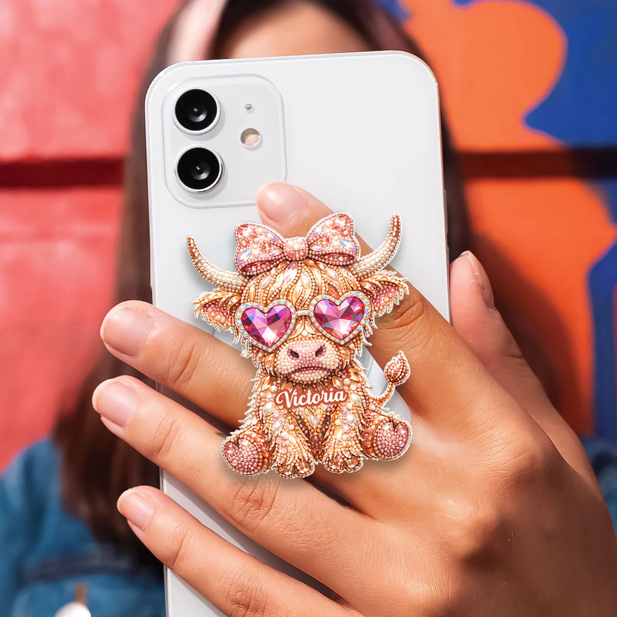 3D Effect Highland Cow - Personalized Acrylic Magnetic Phone Grip - Anniversary, Valentine's Day Gift, Gift For Her - Image 7