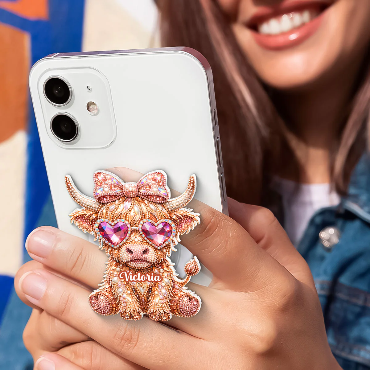 3D Effect Highland Cow - Personalized Acrylic Magnetic Phone Grip - Anniversary, Valentine's Day Gift, Gift For Her - Image 9
