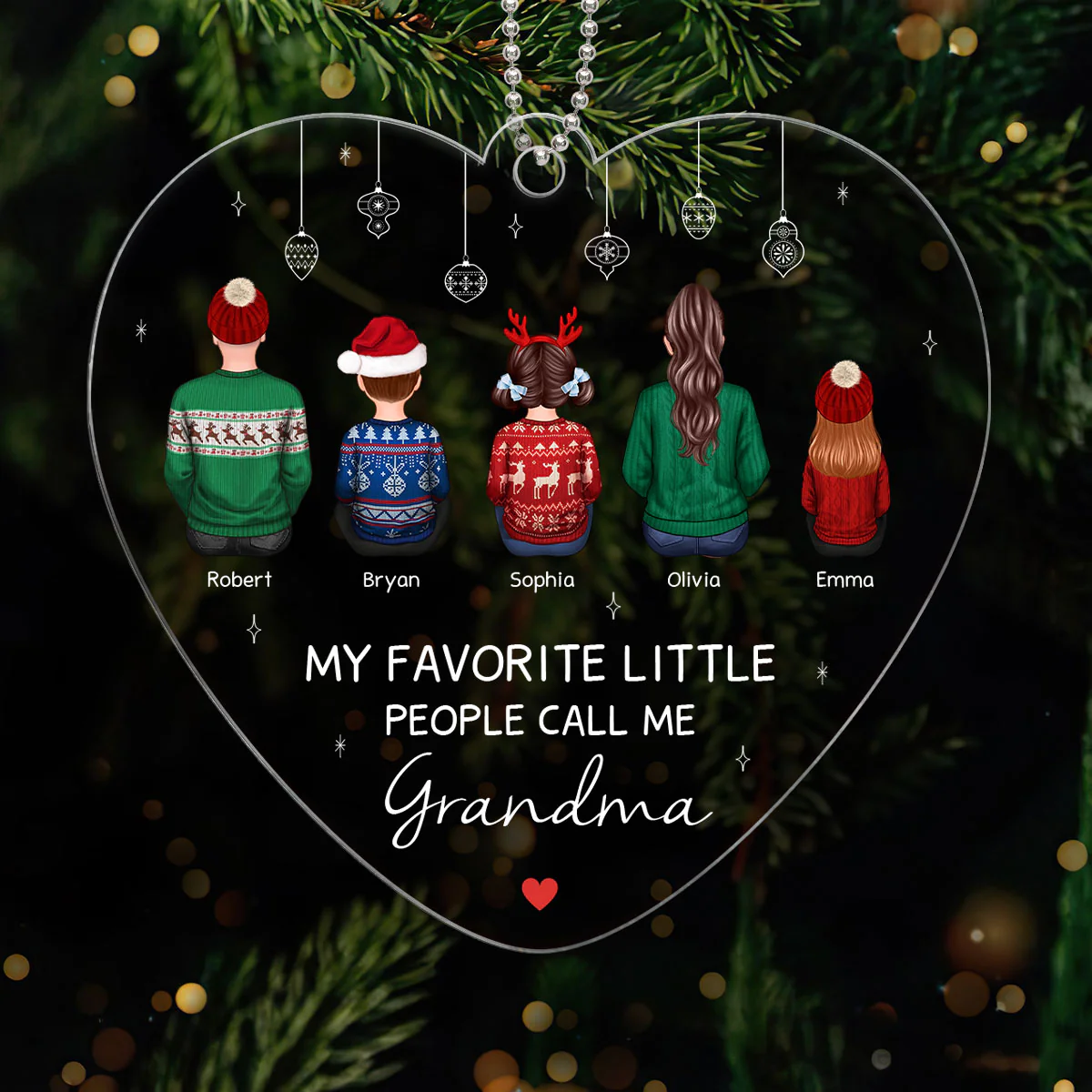 Favorite Little People Call Me Grandma Mom Personalized Acrylic Ornament