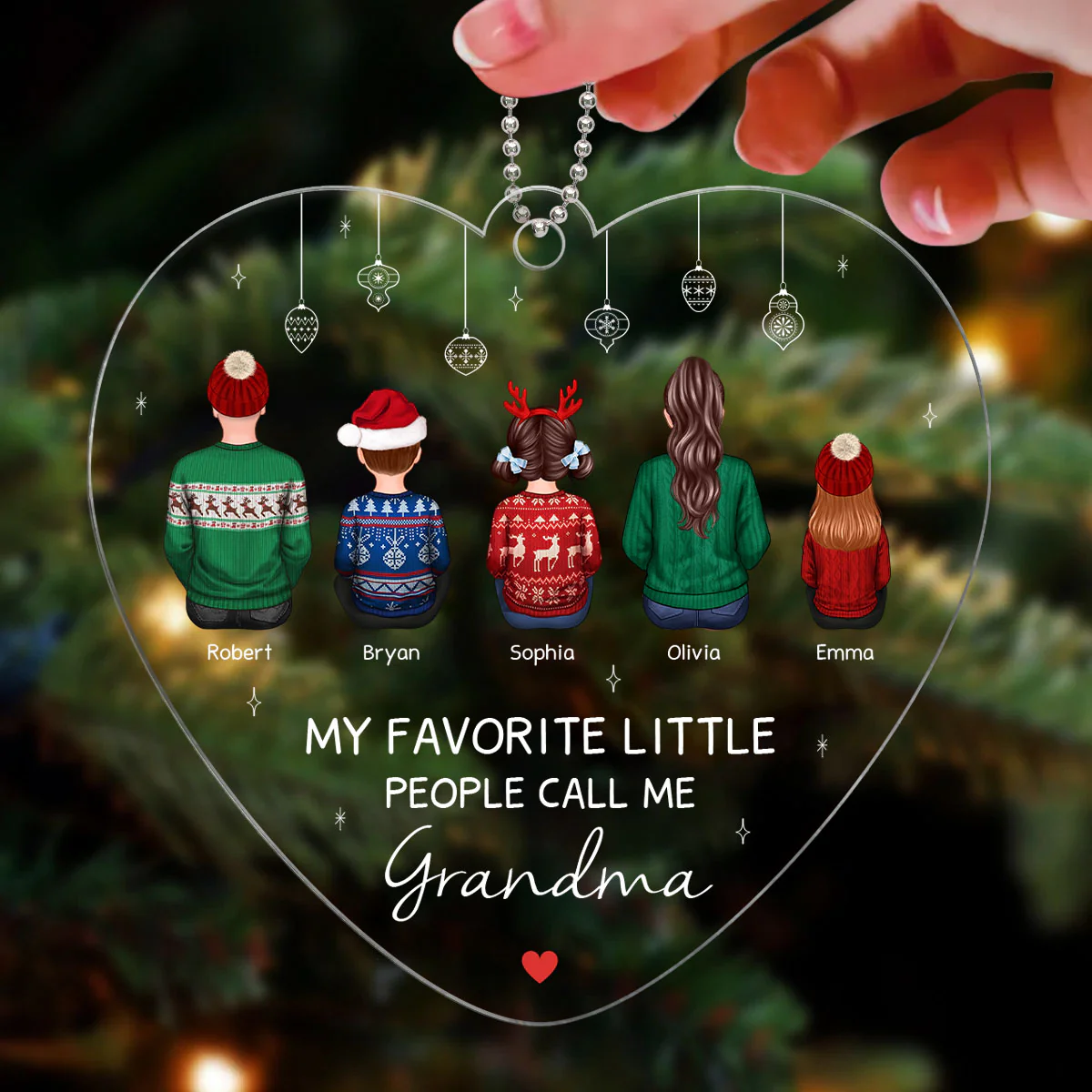 Favorite Little People Call Me Grandma Mom Personalized Acrylic Ornament - Image 3