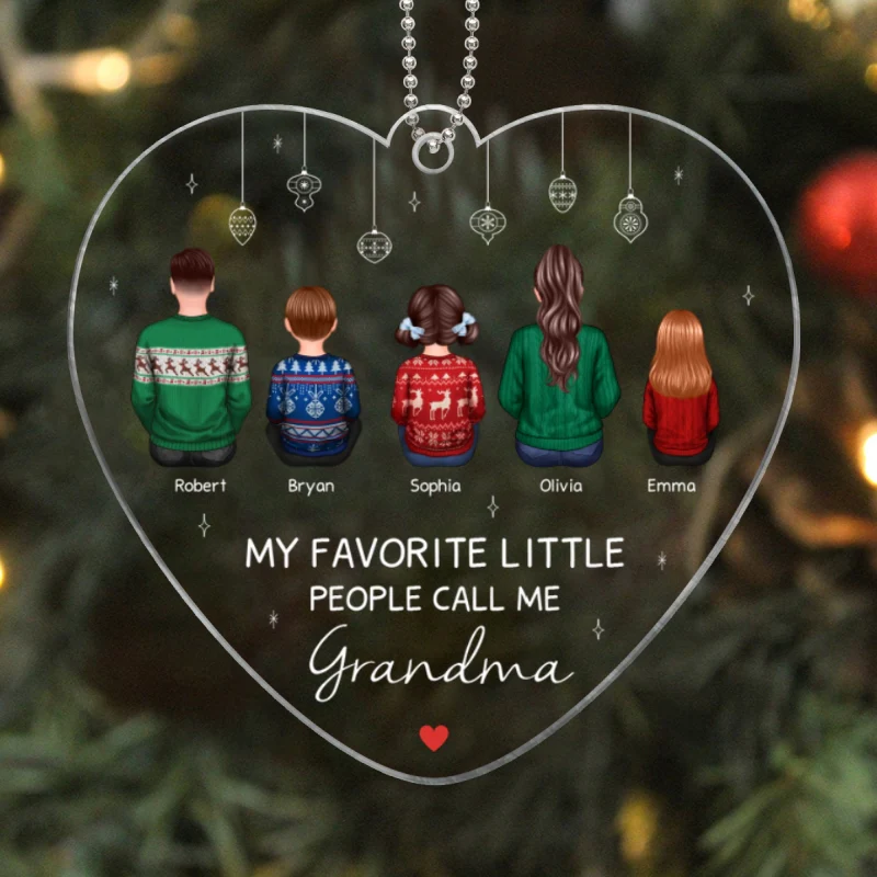 Favorite Little People Call Me Grandma Mom Personalized Acrylic Ornament - Image 5