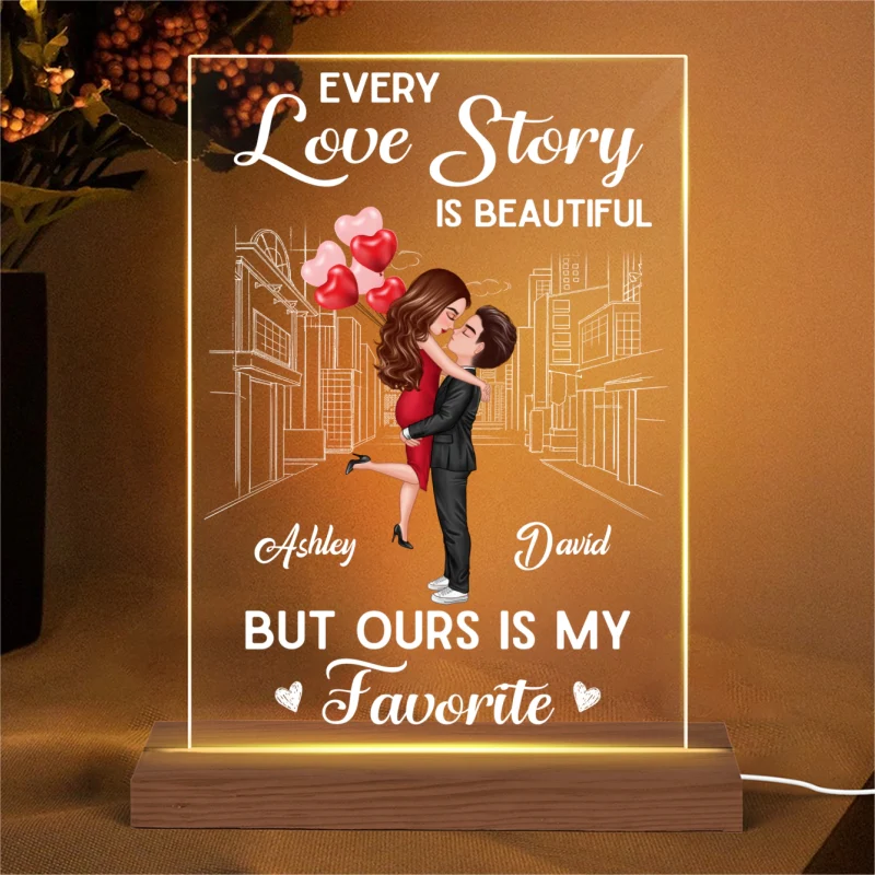 Favorite Love Story Hugging Couple Personalized LED Night Light Acrylic LED Lamp - Image 5