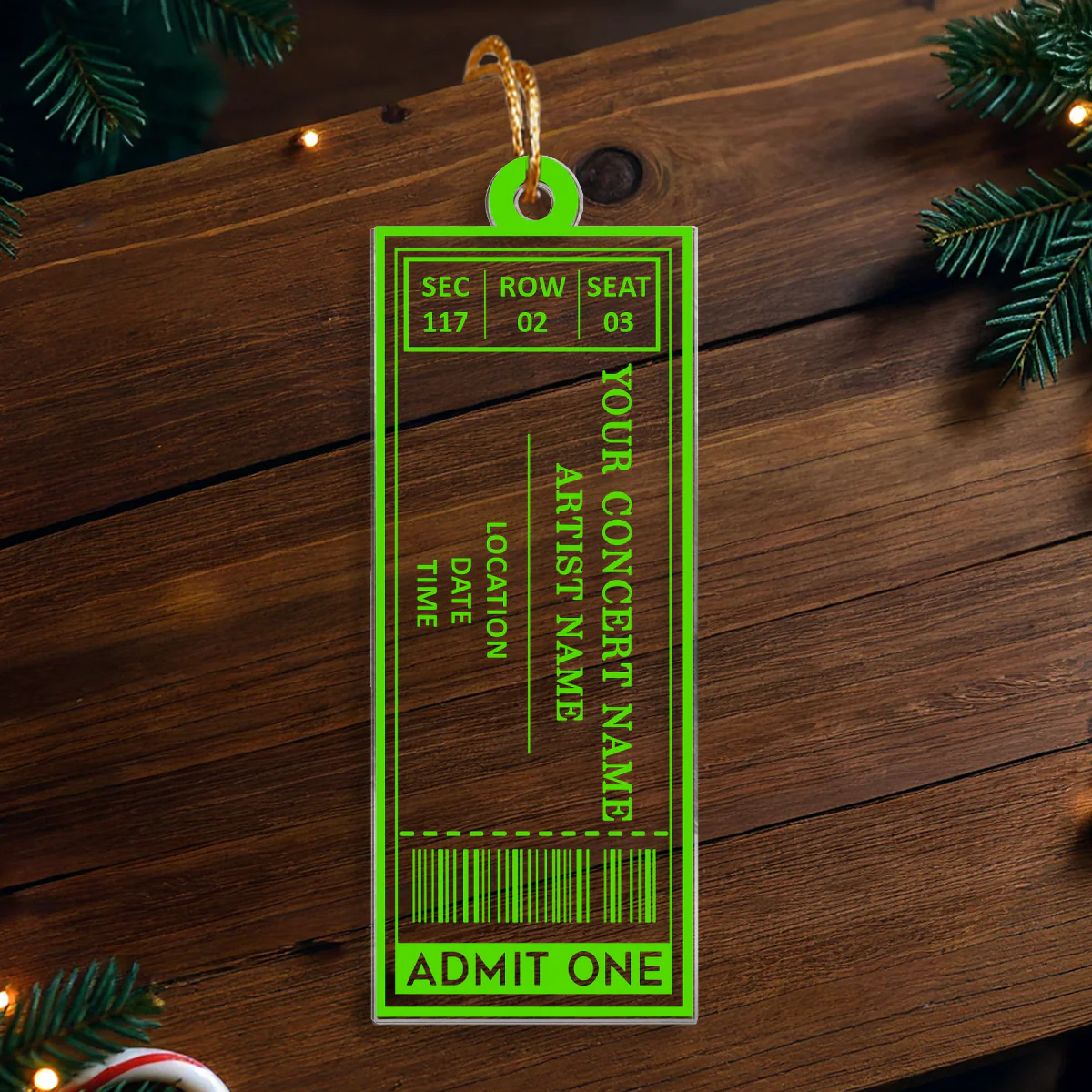 Favorite Music Concert Ticket - Personalized Acrylic Ornament - Christmas Gift For Music Lovers, Concert-Goers, Matching Ornaments For Friends, Family, Couple - Image 10
