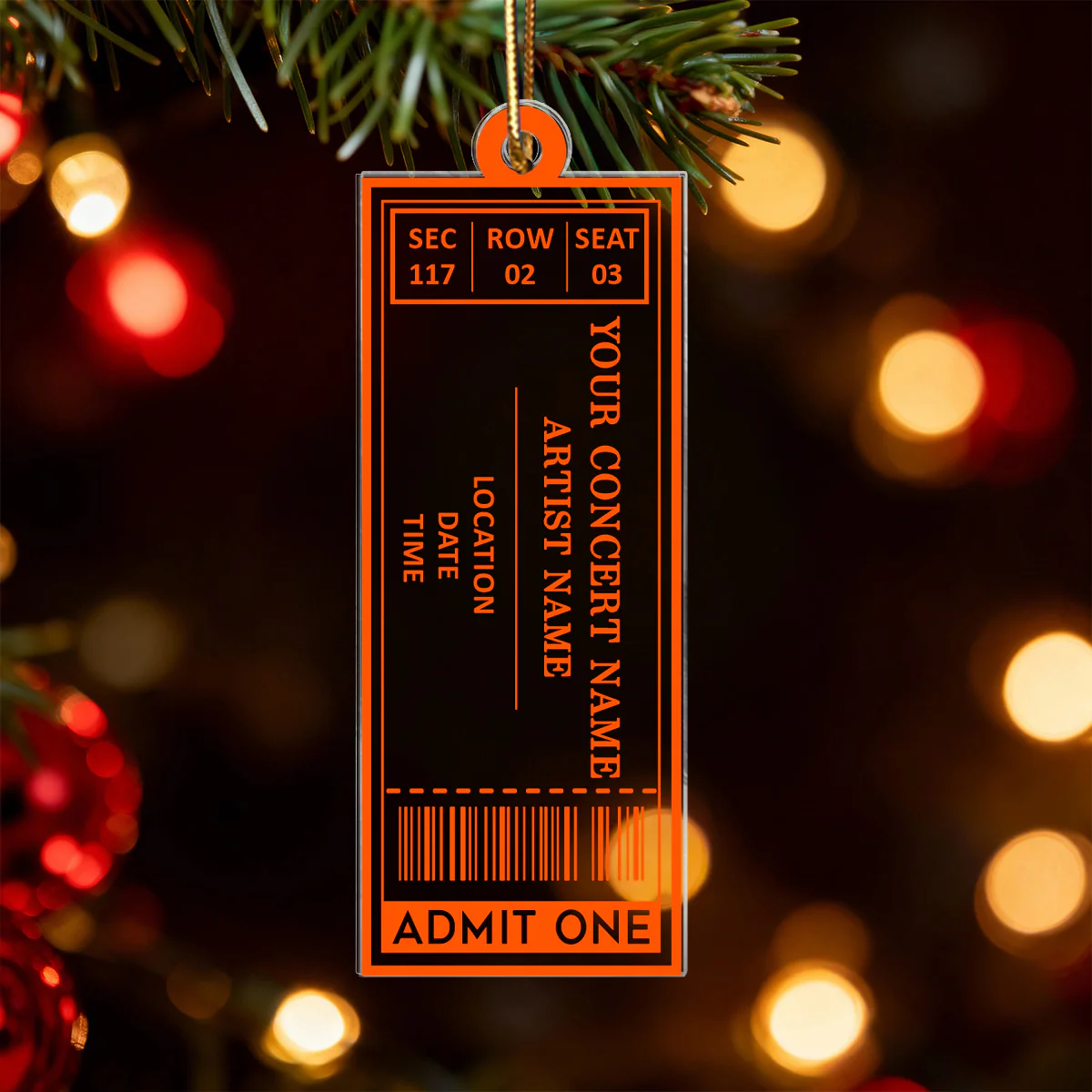 Favorite Music Concert Ticket - Personalized Acrylic Ornament - Christmas Gift For Music Lovers, Concert-Goers, Matching Ornaments For Friends, Family, Couple - Image 11