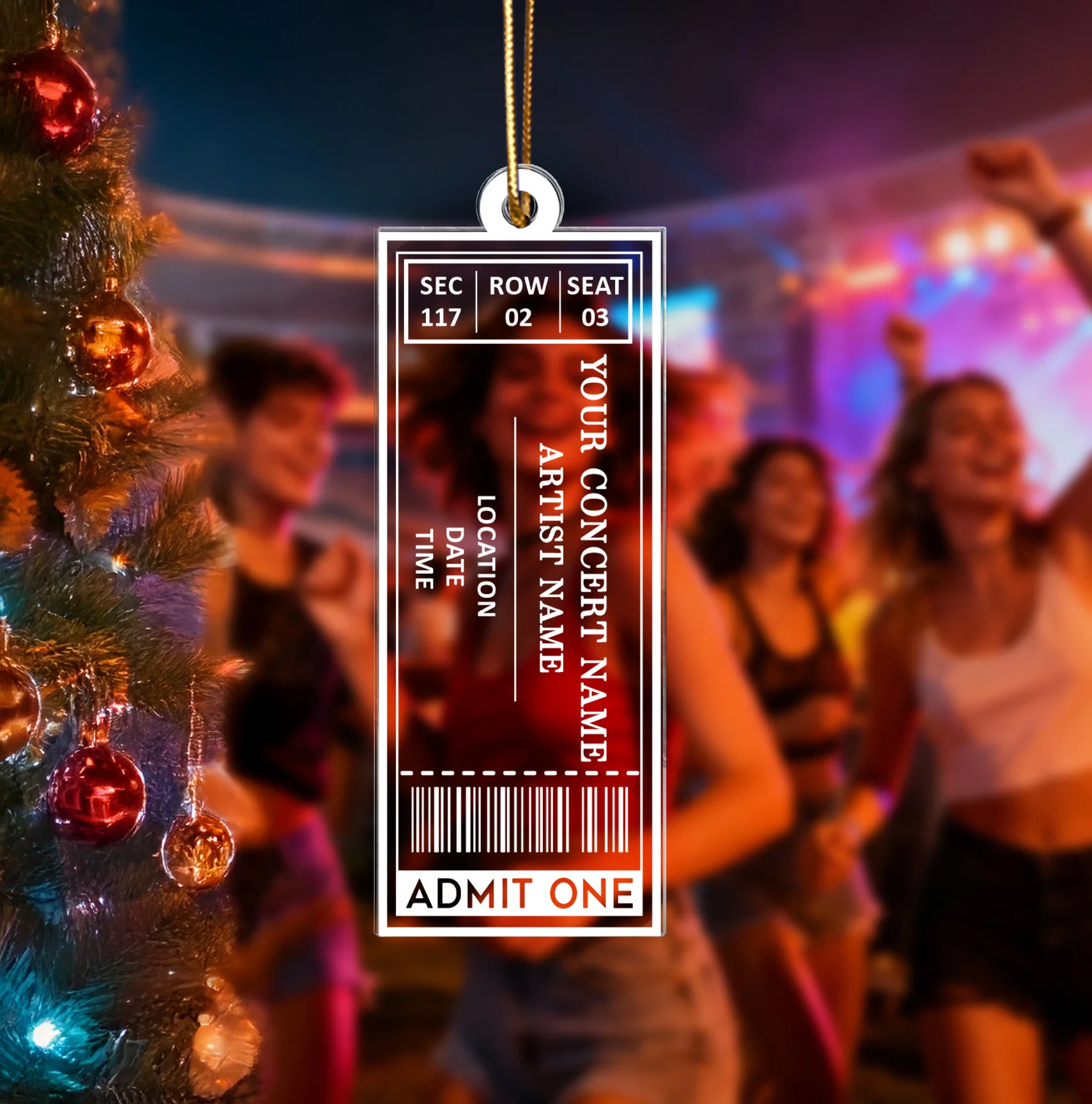 Favorite Music Concert Ticket - Personalized Acrylic Ornament - Christmas Gift For Music Lovers, Concert-Goers, Matching Ornaments For Friends, Family, Couple - Image 12