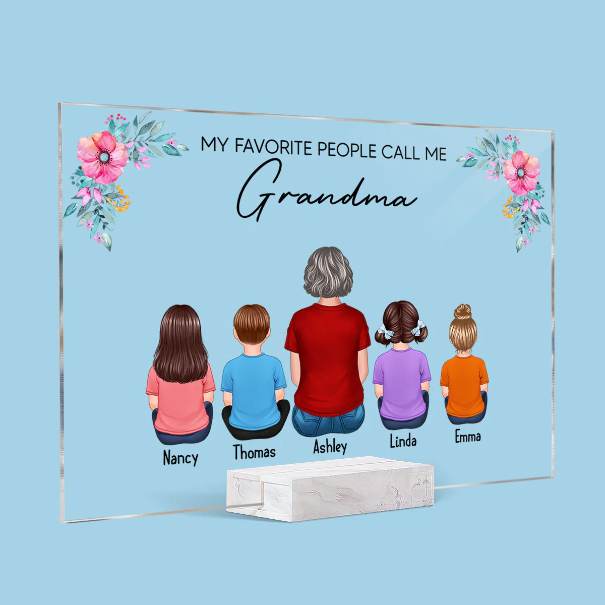 Favorite People Call Me Grandma Back View Personalized Acrylic Plaque - Image 2