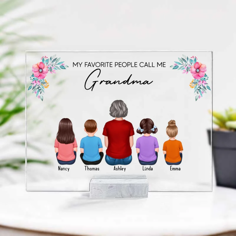 Favorite People Call Me Grandma Back View Personalized Acrylic Plaque - Image 3