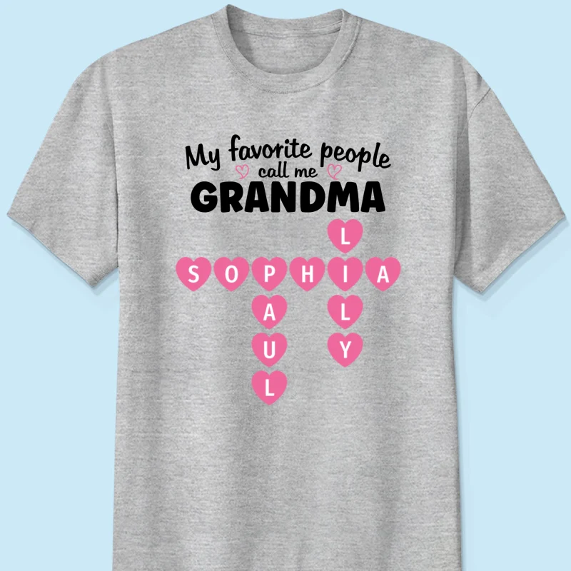 Favorite People Call Me Grandma Crossword Puzzle Art - Personalized Shirt - Mother's Day Gift For Grandma - Image 13