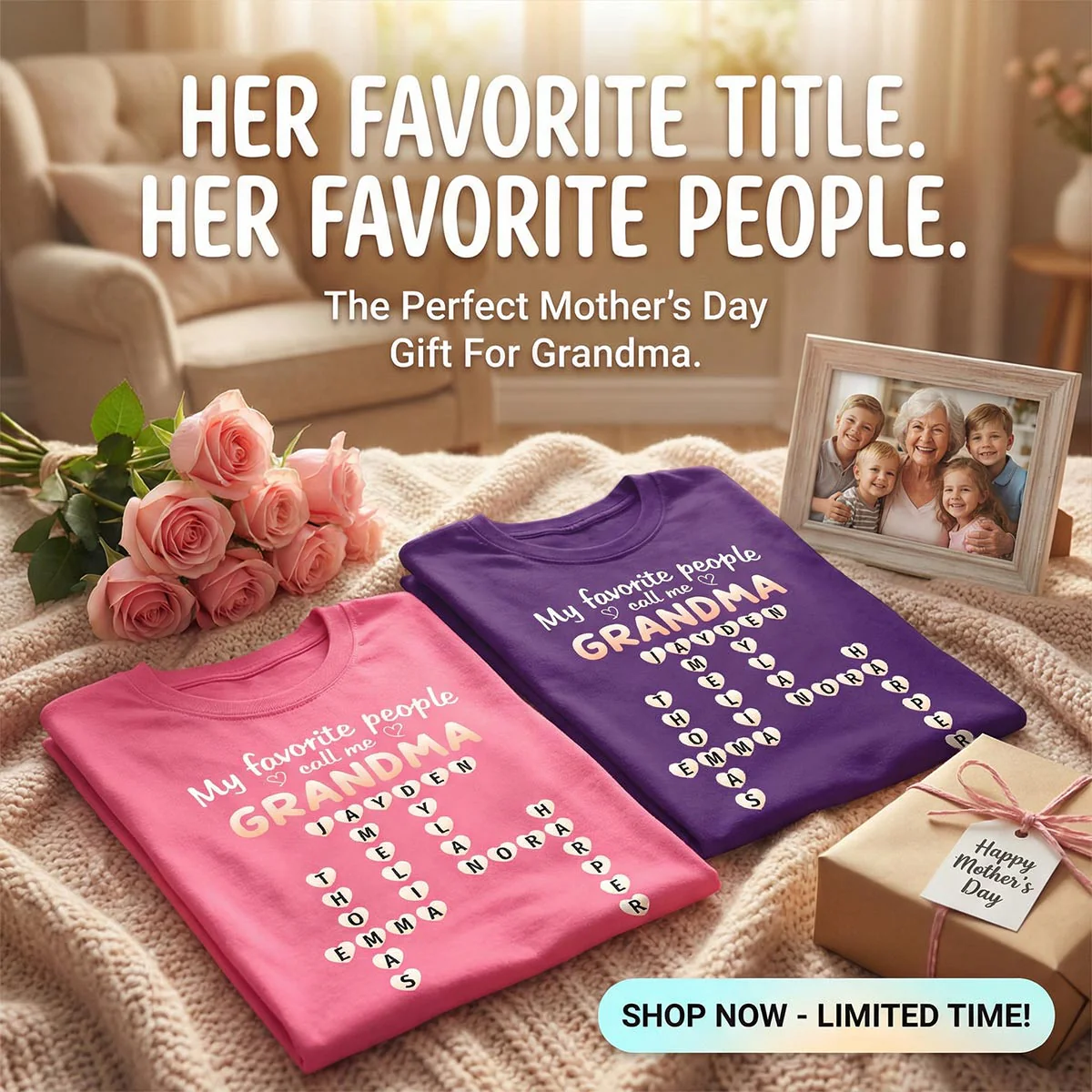 Favorite People Call Me Grandma Crossword Puzzle - Personalized Shirt - Mother's Day Gift For Grandma - Image 9