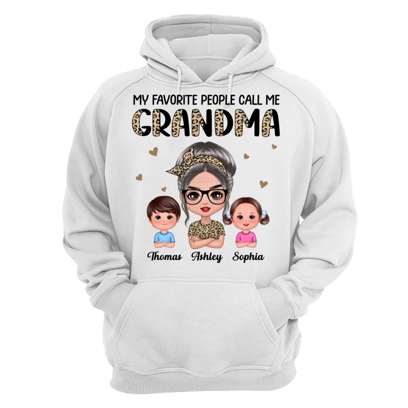 Favorite People Call Me Grandma Half Leopard Doll Grandma & Grandkids Personalized Shirt - Image 13