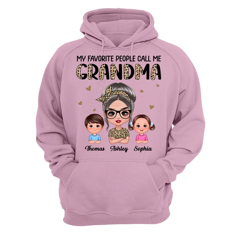 Favorite People Call Me Grandma Half Leopard Doll Grandma & Grandkids Personalized Shirt - Image 15