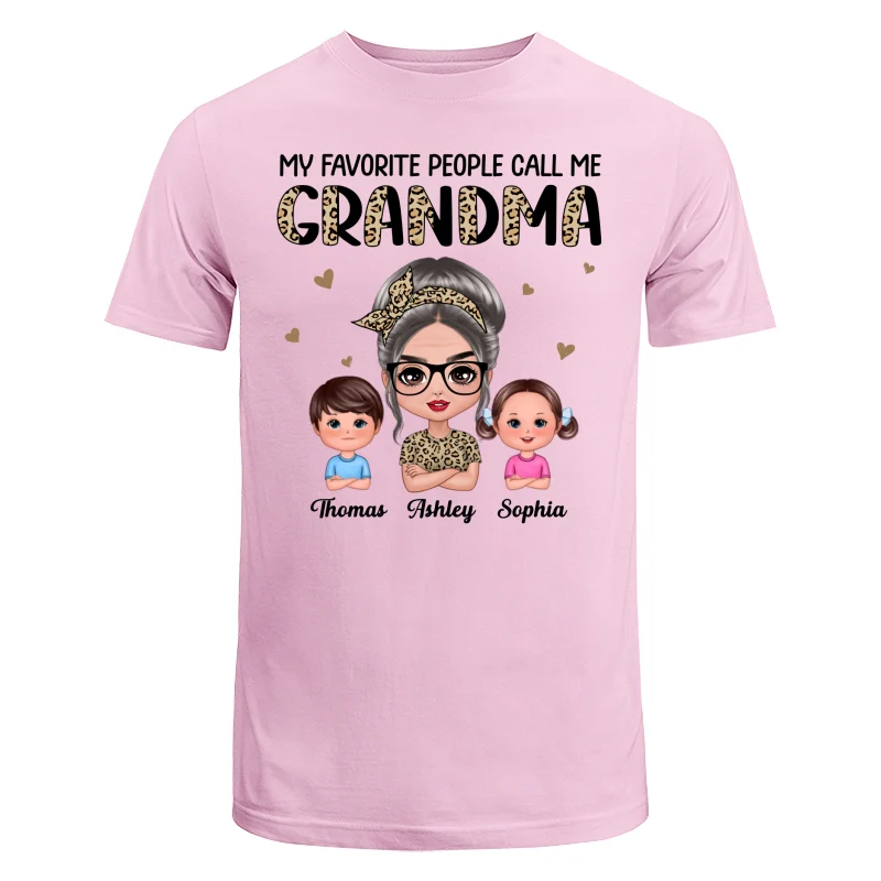 Favorite People Call Me Grandma Half Leopard Doll Grandma & Grandkids Personalized Shirt - Image 7