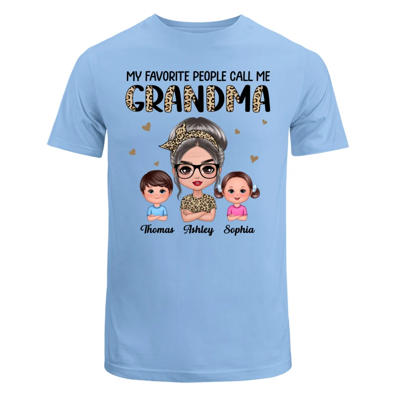 Favorite People Call Me Grandma Half Leopard Doll Grandma & Grandkids Personalized Shirt - Image 8