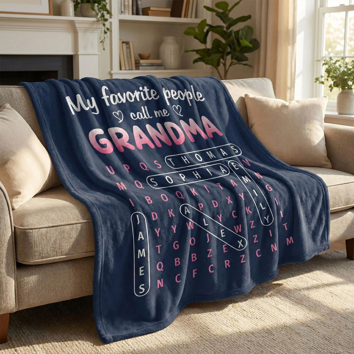 Favorite People Call Me Grandma Word Search Puzzle - Personalized Fleece Blanket - Mother's Day Gift For Grandma - Image 6
