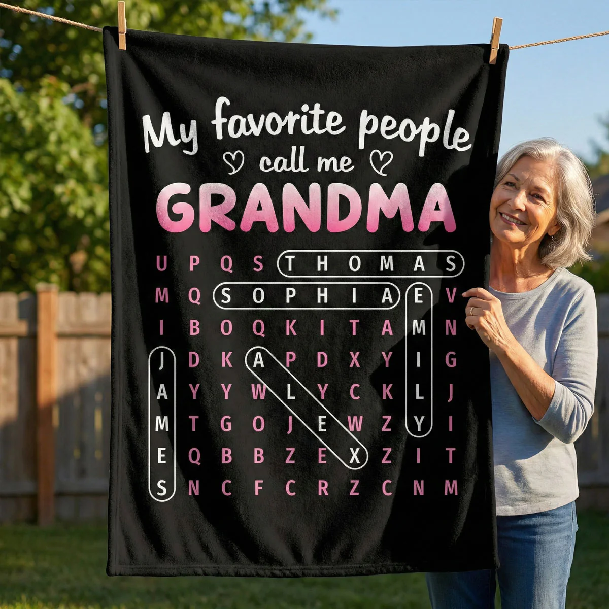 Favorite People Call Me Grandma Word Search Puzzle - Personalized Fleece Blanket - Mother's Day Gift For Grandma - Image 7