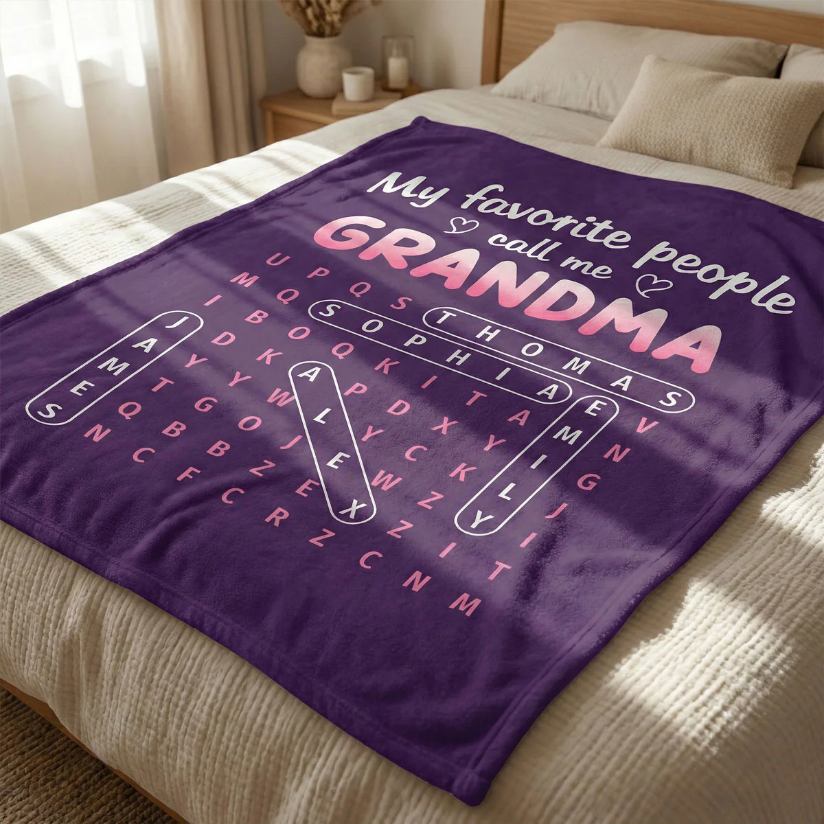 Favorite People Call Me Grandma Word Search Puzzle - Personalized Fleece Blanket - Mother's Day Gift For Grandma - Image 8