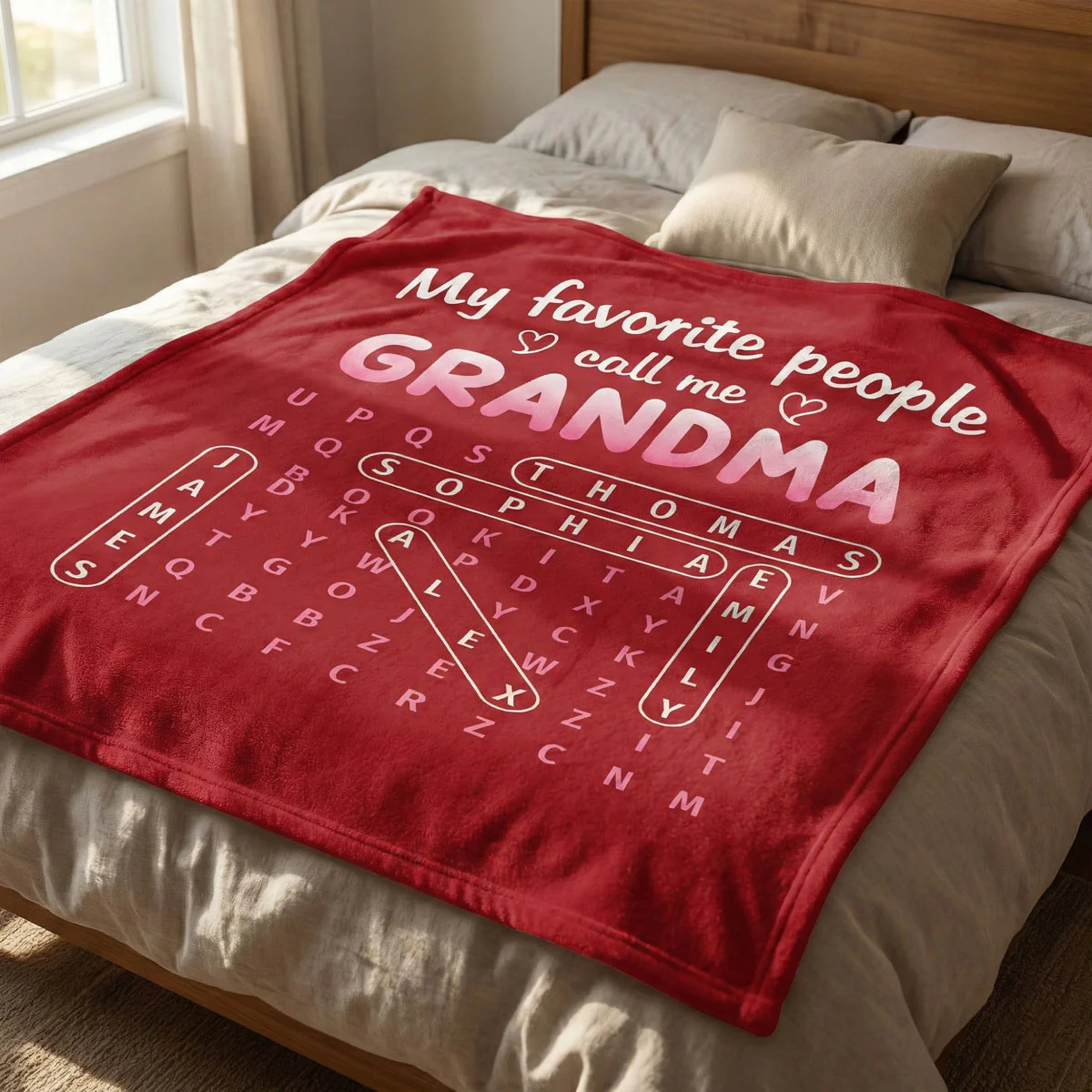 Favorite People Call Me Grandma Word Search Puzzle - Personalized Fleece Blanket - Mother's Day Gift For Grandma - Image 9