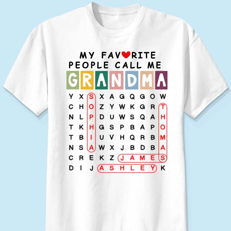 Favorite People Call Me Grandma Word Search Puzzle - Personalized Shirt - Heartfelt Gift For Grandma, Mom - Image 12