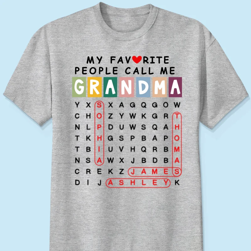 Favorite People Call Me Grandma Word Search Puzzle - Personalized Shirt - Heartfelt Gift For Grandma, Mom - Image 13