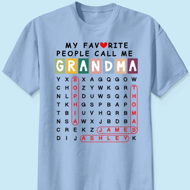 Favorite People Call Me Grandma Word Search Puzzle - Personalized Shirt - Heartfelt Gift For Grandma, Mom - Image 15