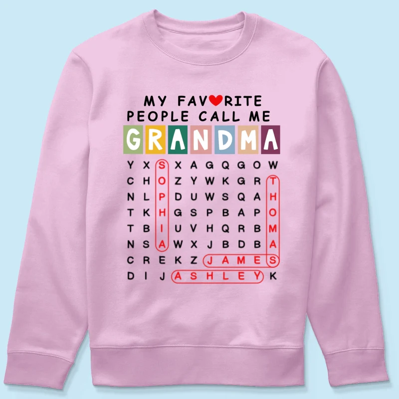 Favorite People Call Me Grandma Word Search Puzzle - Personalized Shirt - Heartfelt Gift For Grandma, Mom - Image 22