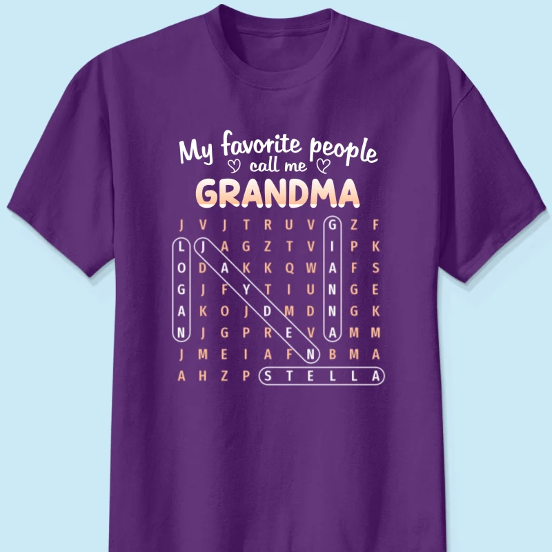 Favorite People Call Me Grandma Word Search Puzzle - Personalized Shirt - Mother's Day Gift For Grandma - Image 17