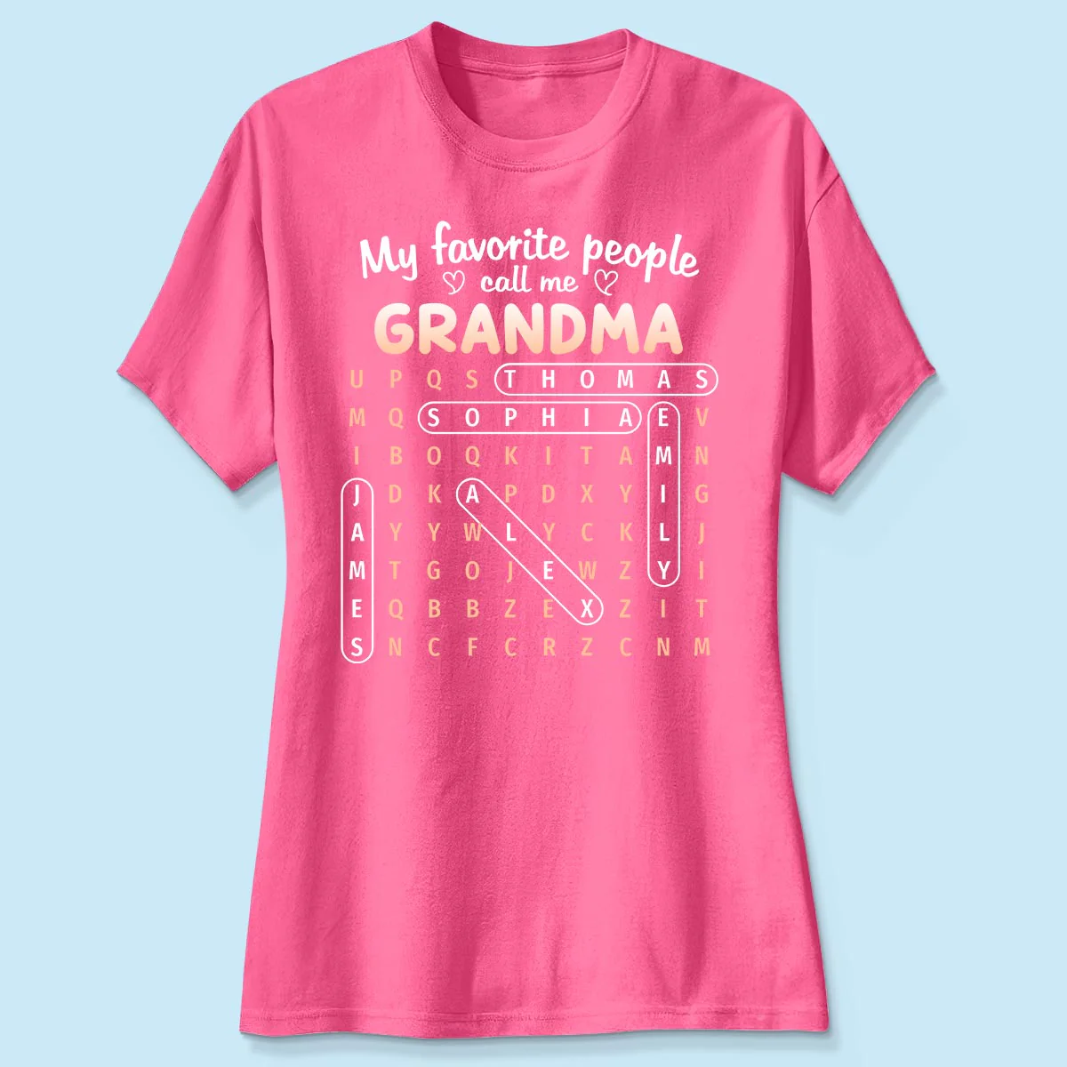 Favorite People Call Me Grandma Word Search Puzzle - Personalized Shirt - Mother's Day Gift For Grandma - Image 6