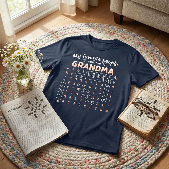 Favorite People Call Me Grandma Word Search Puzzle - Personalized Shirt - Mother's Day Gift For Grandma - Image 3