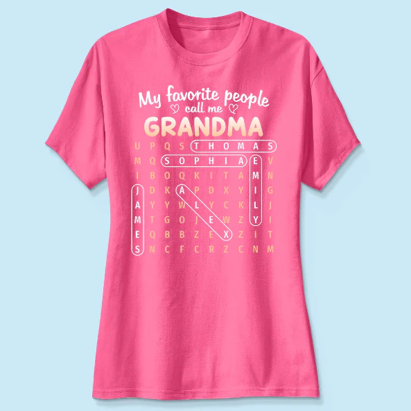 Favorite People Call Me Grandma Word Search Puzzle - Personalized Shirt - Mother's Day Gift For Grandma - Image 5