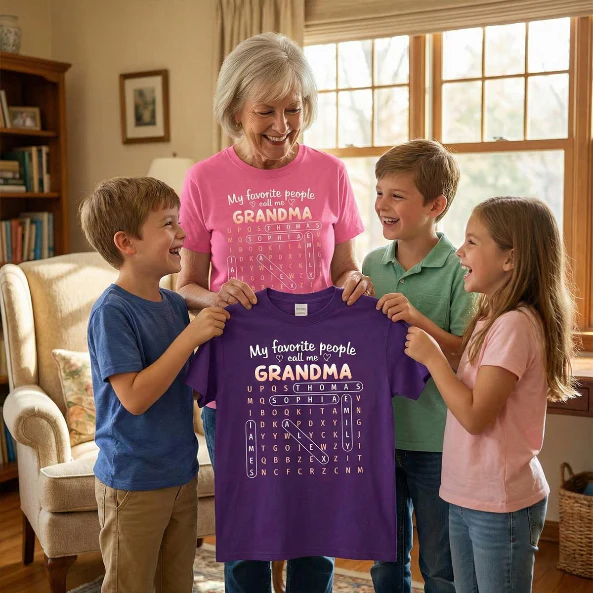 Favorite People Call Me Grandma Word Search Puzzle - Personalized Shirt - Mother's Day Gift For Grandma - Image 6