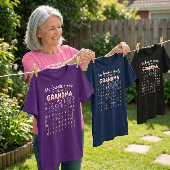 Favorite People Call Me Grandma Word Search Puzzle - Personalized Shirt - Mother's Day Gift For Grandma - Image 9