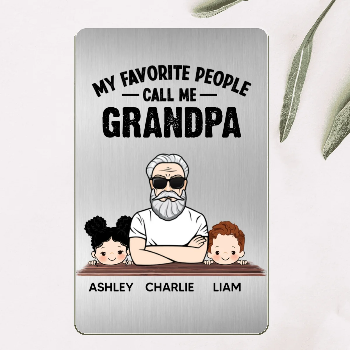 Favorite People Call Me Grandpa Man And Kids Personalized Metal Wallet Card - Image 5
