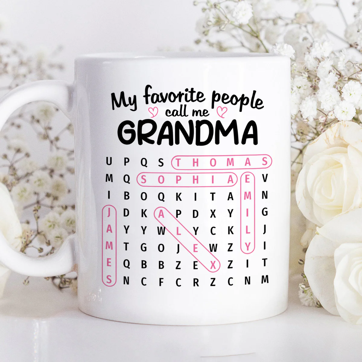 Favorite People Call Me Grandma Word Search Puzzle - Personalized Mug - Mother's Day Gift For Grandma