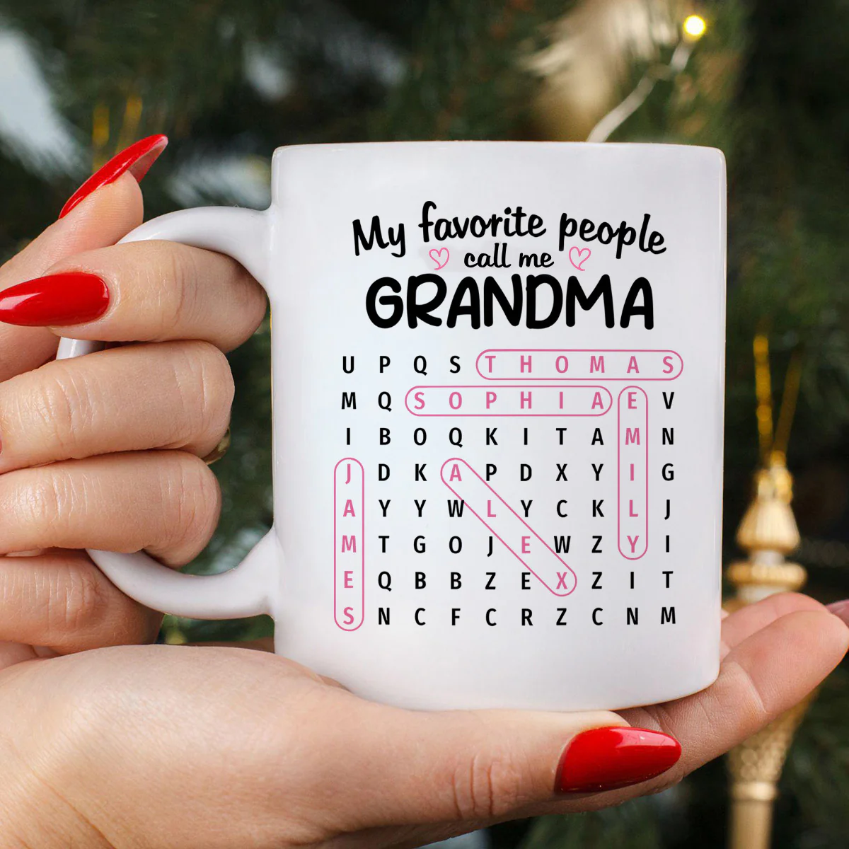 Favorite People Call Me Grandma Word Search Puzzle - Personalized Mug - Mother's Day Gift For Grandma - Image 2