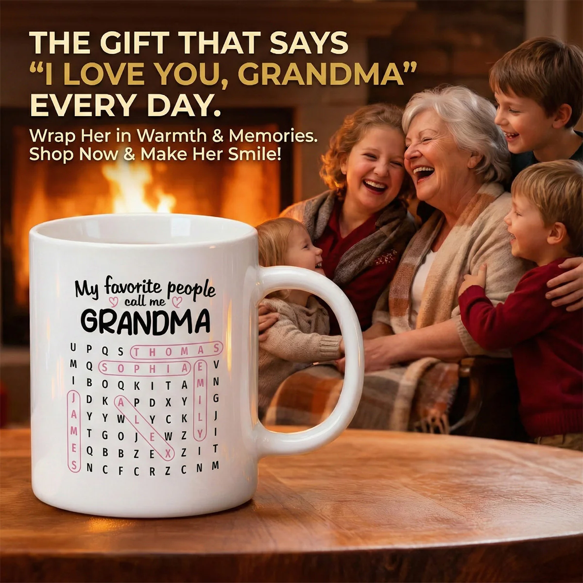 Favorite People Call Me Grandma Word Search Puzzle - Personalized Mug - Mother's Day Gift For Grandma - Image 4