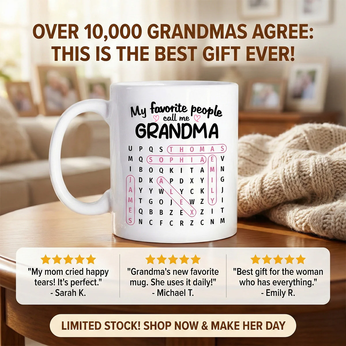 Favorite People Call Me Grandma Word Search Puzzle - Personalized Mug - Mother's Day Gift For Grandma - Image 5