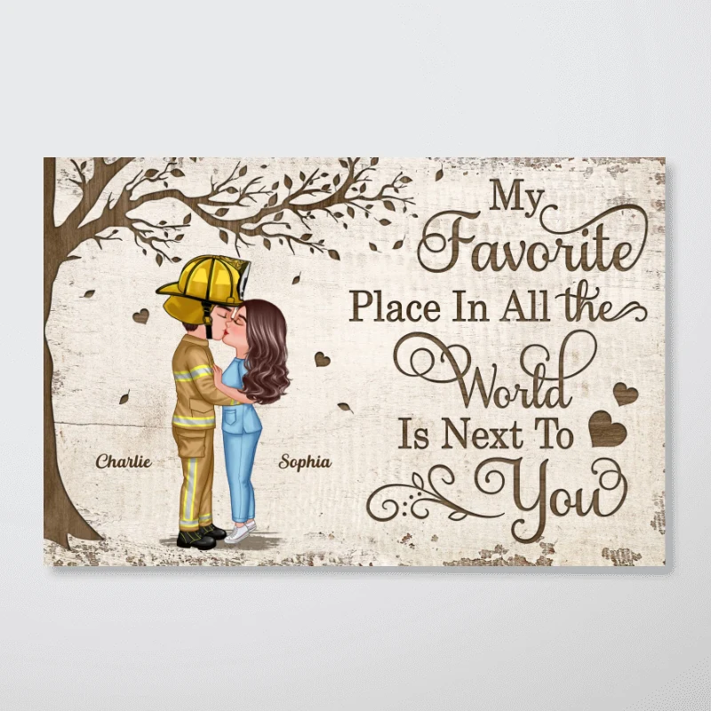 Favorite Place In The World Occupation Couple Kissing Personalized Poster, Unique Valentine's Day Gift For Him, Gift For Her - Image 11