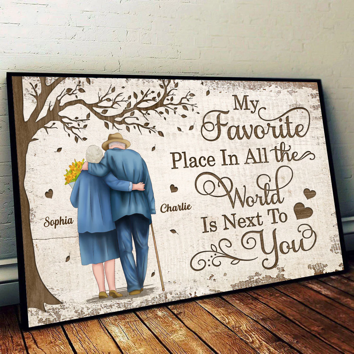 Favorite Place In All The World Old Couple Back View Personalized Poster - Image 2