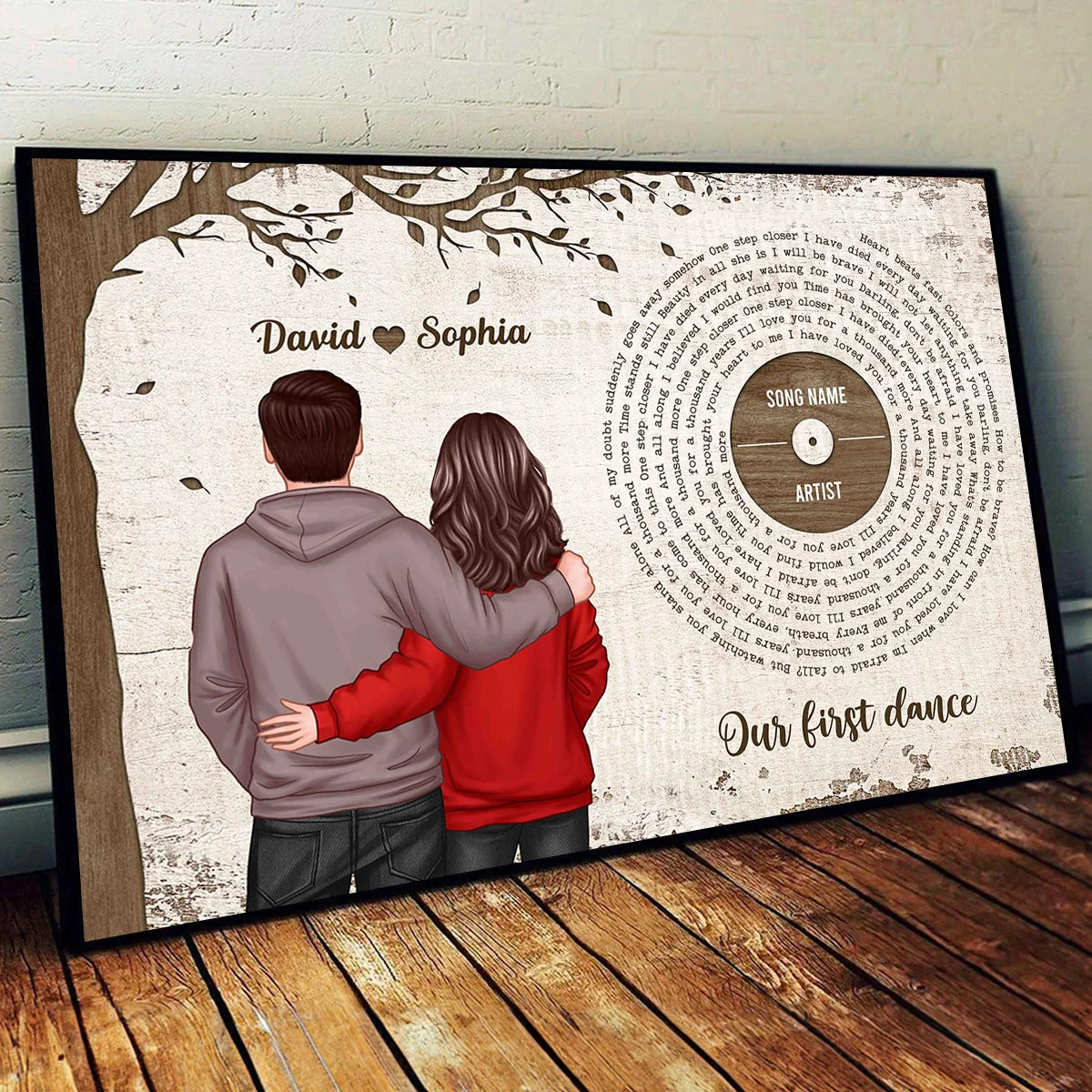 Favorite Place In The World Couple Back View Favorite Song Vinyl Lyrics Personalized Poster, Gift For Him, For Her, For Valentine's Day - Image 2