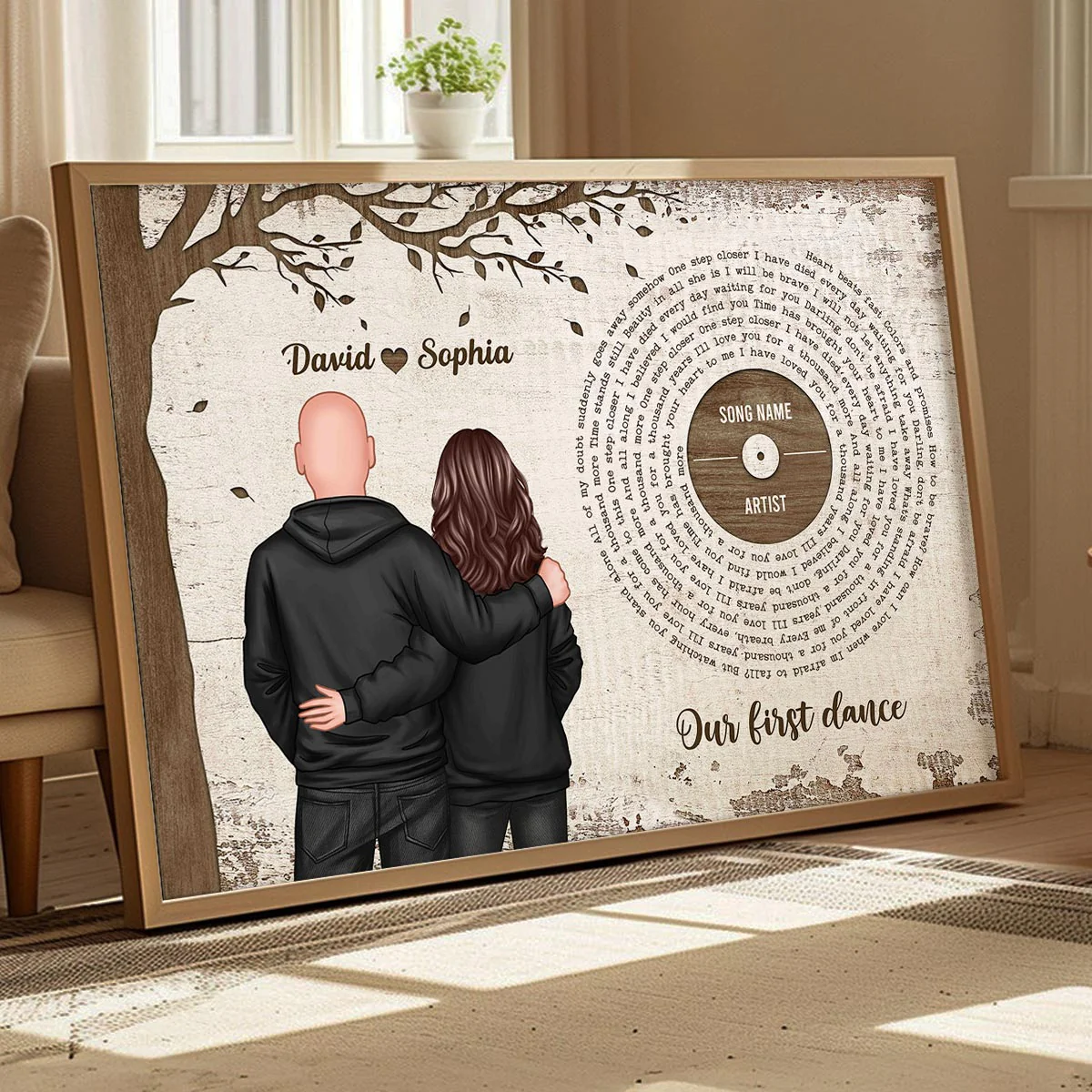Favorite Place In The World Couple Back View Favorite Song Vinyl Lyrics Personalized Poster, Gift For Him, For Her, For Valentine's Day - Image 4